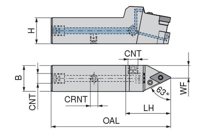 Ceratizit PDNNL 2525 X11-T DC CoreLine 63° Tool Holder With Lever Clamping 7059402500 (0746446)