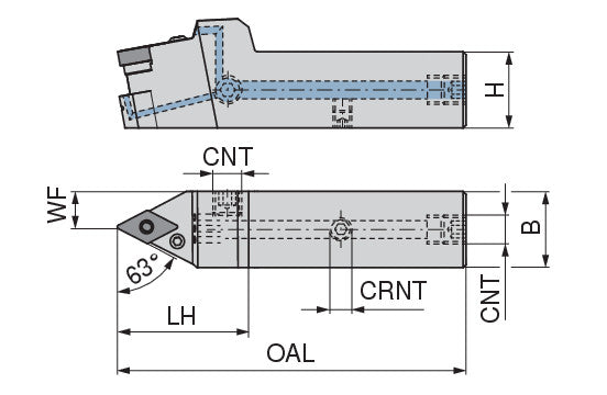 Ceratizit PDNNR 2525 X15-T DC CoreLine 63° Tool Holder With Lever Clamping 7059412501 (0746449)