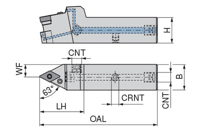 Ceratizit PDNNR 2525 X15-T DC CoreLine 63° Tool Holder With Lever Clamping 7059412501 (0746449)