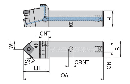 Ceratizit PSDNN 2020 X12-T DC CoreLine 45° Tool Holder With Lever Clamping 7059602000 (0746450)