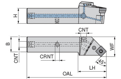 Ceratizit PSSNL 2020 X12-T DC CoreLine 45° Tool Holder With Lever Clamping 7059702000 (0746456)