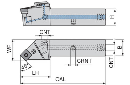 Ceratizit PSSNR 2525 X12-T DC CoreLine 45° Tool Holder With Lever Clamping 7059702501 (0746461)