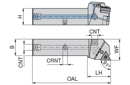 Ceratizit PTGNL 2020 X16-T DC CoreLine 91° Tool Holder With Lever Clamping 7059802000 (0746467)