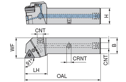 Ceratizit PTGNR 2020 X16-T DC CoreLine 91° Tool Holder With Lever Clamping 7059802001 (0746472)