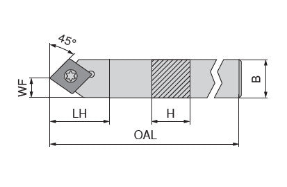 Ceratizit SCDCL 0808 K06 CoreLine - 45° - Tool Holder With Screw Clamping 7063400800 (0745919)