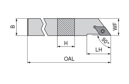 Ceratizit SDACL 0808 K07 CoreLine - 90° - Toolholder With Screw Clamping 7063900800 (0745947)