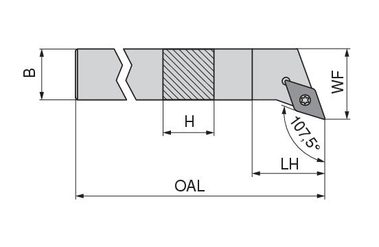 Ceratizit SDHCL 1010 E07 CoreLine - 107.5° - Toolholder With Screw Clamping 7064201000 (0745957)