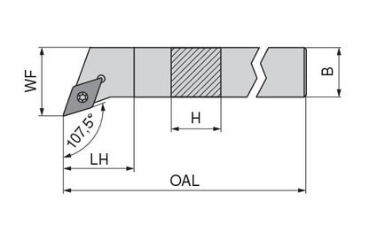Ceratizit SDHCR 1010 E07 CoreLine - 107.5° - Tool Holder With Screw Clamping 7064201001 (0745962)