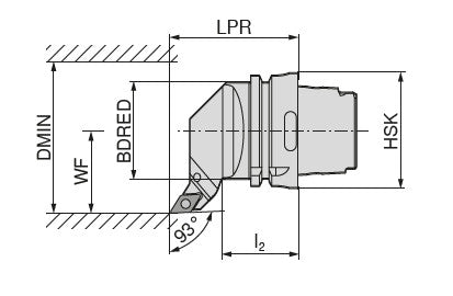 Ceratizit HSK-T63-SDJCR-11 MaxiLock-S 93° Toolholder With Screw Clamping 74543511 (0751830)