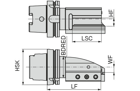 Ceratizit ISO12164-3.T100.VKA.0°.L.20/25/32.DC HSK-T Square Shank Holder With DirectCooling 7457102535 (0746495)
