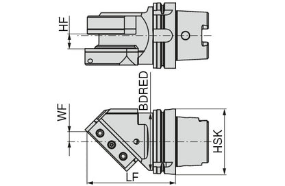 Ceratizit ISO12164-3.HSK-T63.VKA.45°.L.20.25.32.DC CoreLine Square Shank Holder 7457302537 (0746383)