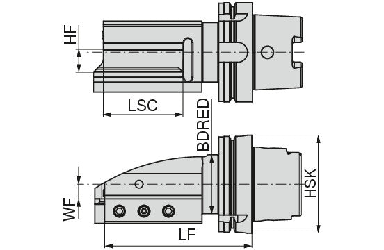 Ceratizit ISO12164-3.HSK-T63.VKA.0°.R.20.25.32.DC CoreLine Square Shank Holder 7457002537 (0746493)