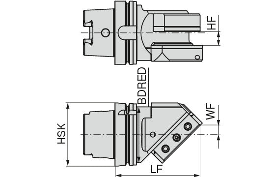 Ceratizit ISO12164-3.T63.VKA.45°.R.20/25/32.DC HSK-T Square Shank Holder With DirectCooling 7457202537 (0746494)