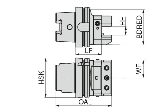 Ceratizit ISO12164-3.T100.VKA.90°.N.20/25/32.DC HSK-T Square Shank Holder With DirectCooling 7457502535 (0746496)