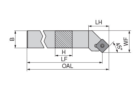 Ceratizit SSSCL 1616 H09 CoreLine - 45° - Toolholder With Screw Clamping 7065401600 (0746018)