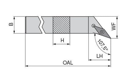 Ceratizit SVHCL 1212 F11 CoreLine - 107.5° - Toolholder With Screw Clamping 7066201200 (0746053)