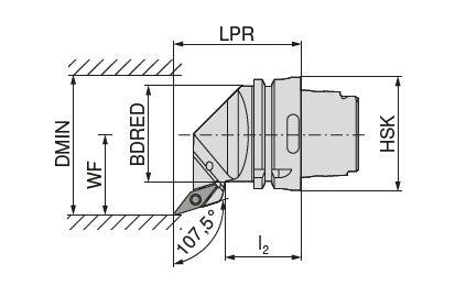 Ceratizit HSK-T63-SVHCR-16 MaxiLock-S 107.5° Toolholder With Screw Clamping 74553516 (0751832)