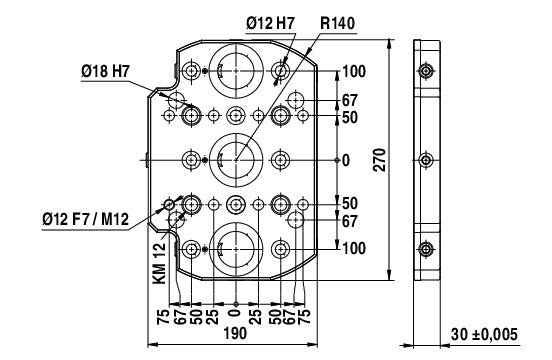 Ceratizit MNG.Ø280MM - 3 Location Base plate, 270 X 190 Mm 80899230 (0755209)