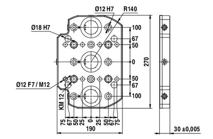 Ceratizit MNG.Ø280MM - 3 Location Base plate, 270 X 190 Mm 80899230 (0755209)