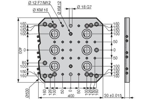 Ceratizit MNG.RF.400.400.30 - 6 Location Base plate, X Mm 8089963100 (0755230)