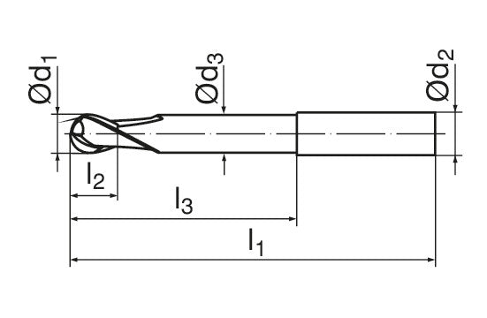 Ceratizit W.RD.8,0.30°.Z2.HA.EL DC10 CoreLine - Ball-nosed End Mills - 52768080 (0771124)