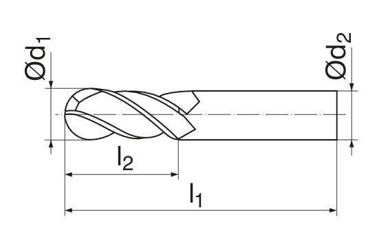 Ceratizit N.RD.12,0.45°.Z4.HA.EL TI1000 Ball Nosed Cutter 52402120 (0765031)