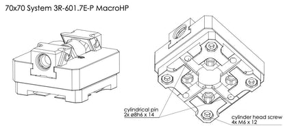 Zedaro Pre-Assembled ZSGMINI Centric Vice on System3R Macro 70x70mm Pallet with Drawbar (0707719)