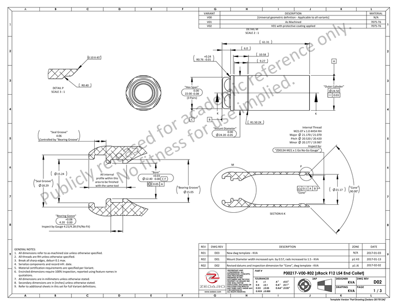 P00217-V02-R02 [zRack F12 L54 End Collet] (0173521)