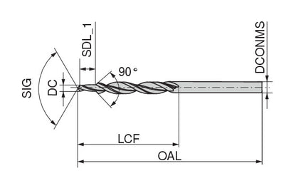 Ceratizit N-SB.3,20.R.90°.DIN8374 VAP CoreLine Subland Twist Drills (DIN 8374) 10355030 (0726772)
