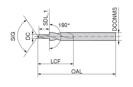 Ceratizit N-SB.11,00.R.180°.DIN8376 CoreLine Stepped drills, Factory Standard (DIN 1897) 10340100 (0726762)