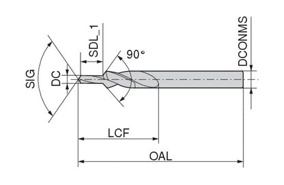 Ceratizit N-SB.3,20.R.90°.DIN8374 CoreLine Stepped drills, Factory standard, Total Length According To 1897 10330030 (0726751)