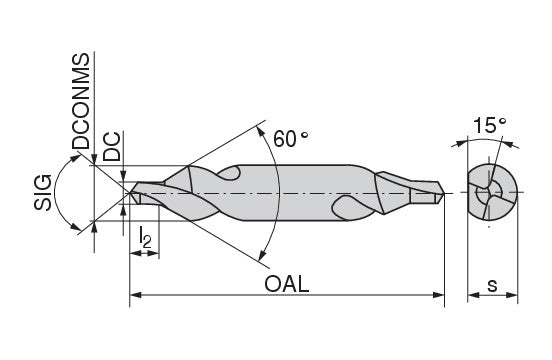 Ceratizit N-ZB.1,25.L.DIN333-A CoreLine Centre Drills (DIN 333), Form 10435125 (0726824)