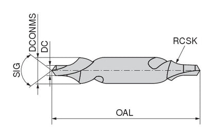 Ceratizit N-ZB.1,00.L.DIN333-R CoreLine Centre Drills (DIN 333), Form 10475100 (0726858)