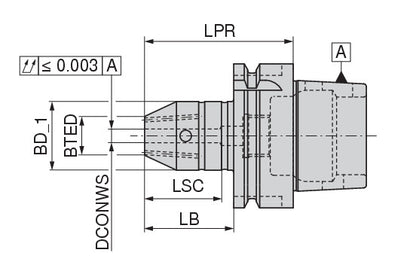 Ceratizit ISO12164-A63.WE.10.65.F.IK CoreLine Cylindrical Shank Adapter Weldon 8274011057 (0710175)
