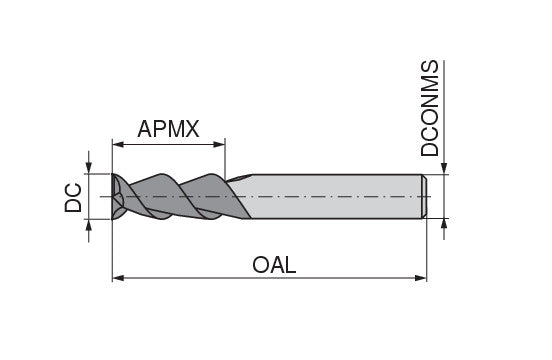 Ceratizit 3DX142-05000.20000.R02.S00000.HA.B270 CoreLine End Mill AL 5905350040 (0718030)