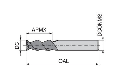 Ceratizit 3DX142-02500.12500.R02.S00000.HA.X106 CoreLine End Mill AL 5905425050 (0718025)