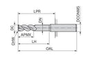 Ceratizit 3A0008-12000.0250.R02.A00100.HA.B270 AluLine End Milling Cutter 5361912100 (0718586)