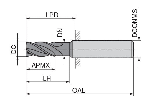 CERATIZIT H.SC.10,0.30°/45°.Z6.HA.ML25 TI2000 SOLID CARBIDE FINISH MILLING CUTTER 5234810000 (0649791)