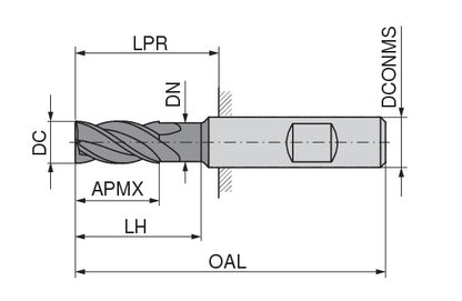 Ceratizit H.SC.16,0.30°.Z8.HB.EL50 TI2000 CoreLine - Finish Milling Cutter - BlueLine 52136160 (0649814)