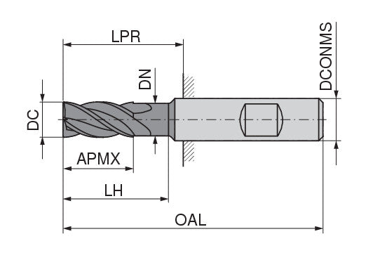 Ceratizit H.SC.4,0.30°.Z4.HB.L TI2000 BlueLine - Finish Milling Cutter 52134040 (0649479)