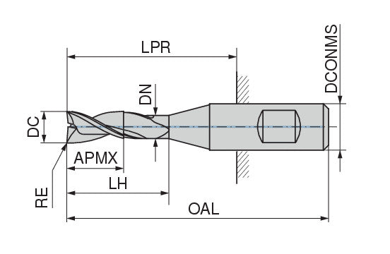 Ceratizit 3B0010-12000.0490.R03.R03000.HB.B270 AluLine End Mills With Corner Radius W 5371312430 (0720415)