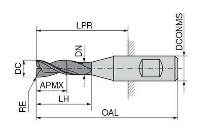 Ceratizit 3A0010-08000.0210.R03.R02000.HB.B580 AluLine End Mills With Corner Radius W 5371108220 (0719817)