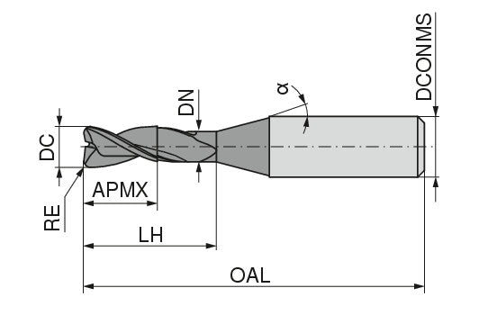 CERATIZIT H.TO.2,0.30°.Z2.R0,5.HA.ML4,0 TI2000 SOLID CARBIDE TORUS MILLING CUTTER 5236232005 (0649763)
