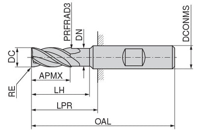 Ceratizit TCR.H-SA.16.0.40°.Z4.R3.0.HB.EL MonsterMill End Milling Cutter With Corner Radius 5250716130 (0659697)