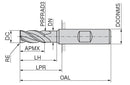 Ceratizit TCR.H-SA.4.0.40°.Z4.R0.8.HB.EL MonsterMill End Milling Cutter With Corner Radius 5250704108 (0659760)
