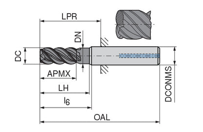 CERATIZIT SCR.H-TO.8,0.45°.Z4.R1,0.HA.L.IK TI1200 HFC/HPC SOLID CARB. TORUS MILLING CUTTER 5260908000 (0657079)
