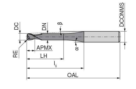 CERATIZIT N.TO.0,5.30°.Z2.R0,1.HA.L1,1 DPA72S SOLID CARBIDE MICRO TORUS MILLING CUTTER 5280605200 (0656220)