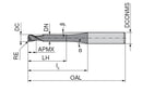 CERATIZIT N.TO.1,0.30°.Z2.R0,2.HA.K10 DPA72S SOLID CARBIDE MICRO TORUS MILLING CUTTER 5280610700 (0656252)