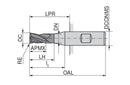 CERATIZIT SCR.H-SA.5,0.35°.Z4.R0,5.HB.L TI1200 HPC CARBIDE END MILL WITH CORNER RADIUS 5260705100 (0657070)