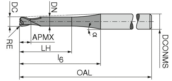 CERATIZIT H.TO.0,8.30°.Z2.R0,08.HA.ML TI2000 SOLID CARBIDE TORUS MILLING CUTTER 5236190801 (0649659)